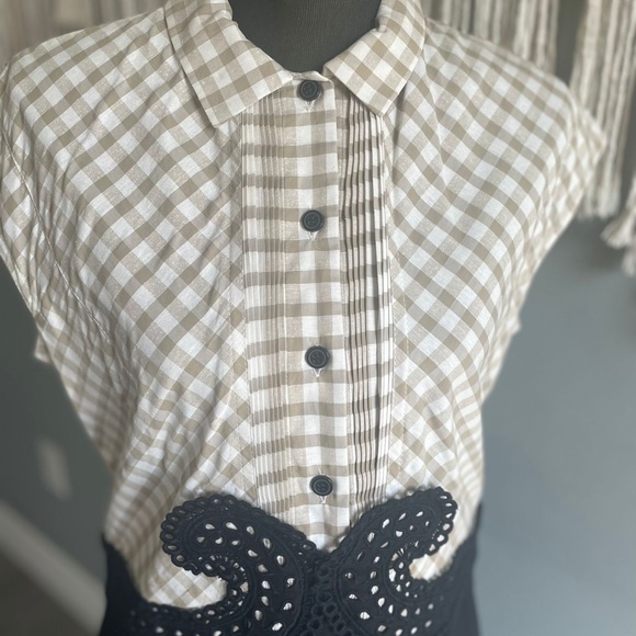 Carven White & Black Gingham Eyelet Dress - Picture 8 of 11